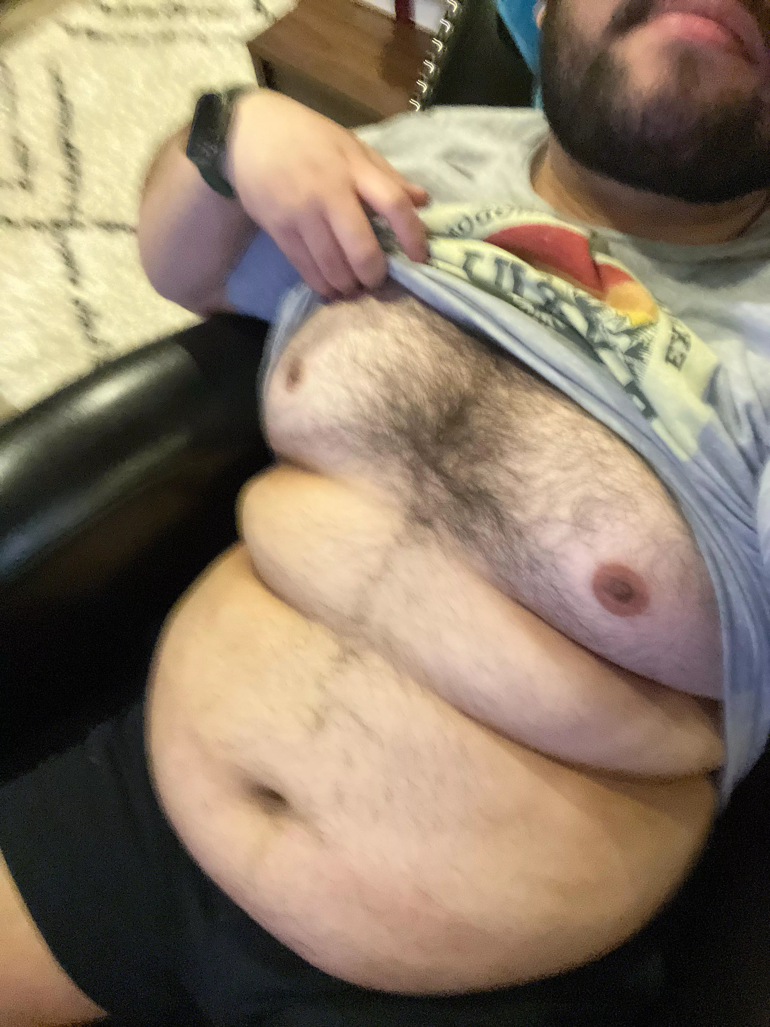 I’ll rub your belly and you rub mine?