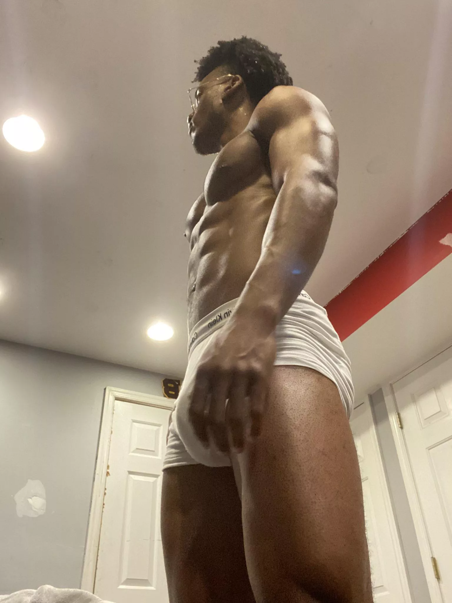 my hand couldn’t even hide my bulge