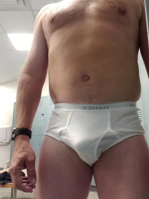 always in my whities in the locker room.