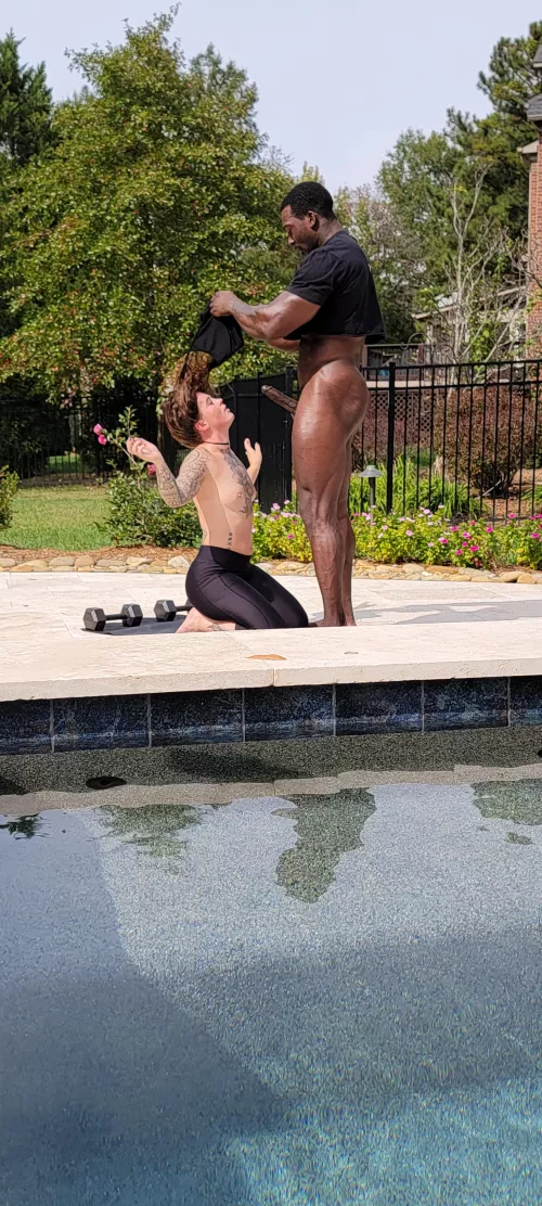 Got to watch my wife's yoga class from across the pool...