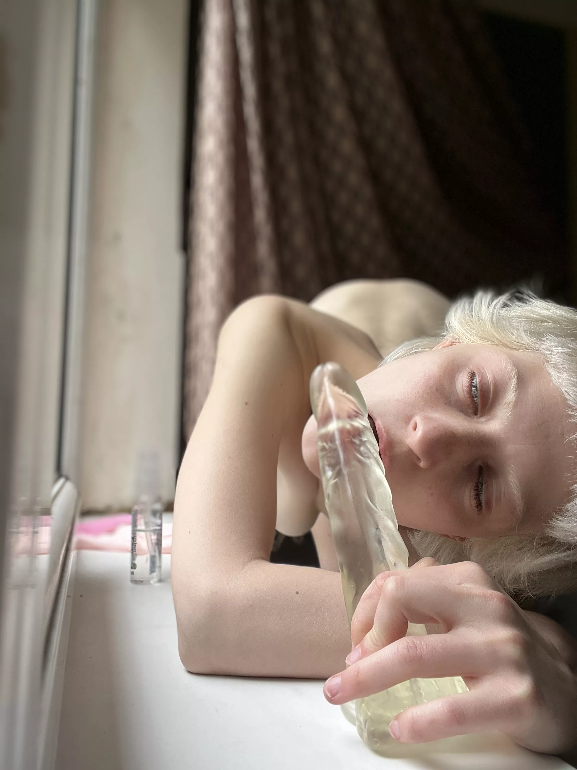 My look says that I want to caress your balls with my tongue, please you until you cum