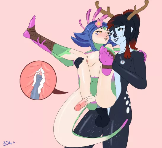 My OC Jess with Neeko from LoL (art by Me)