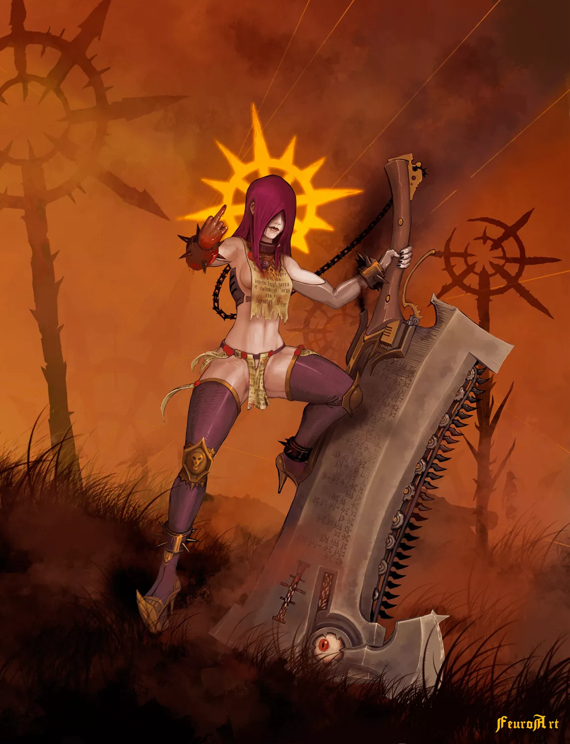 Sister Victoria with demonic chainword (FeuroArt)[ Warhammer 40k]