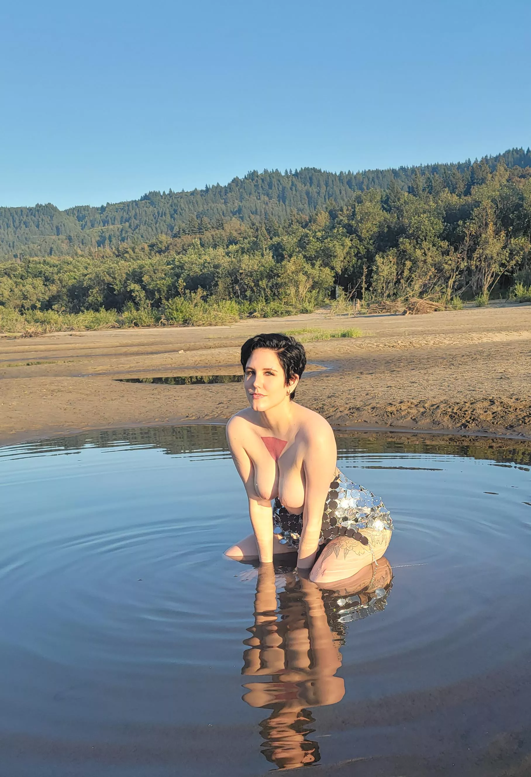 Tits out at the river! An older woman called me a mermaid