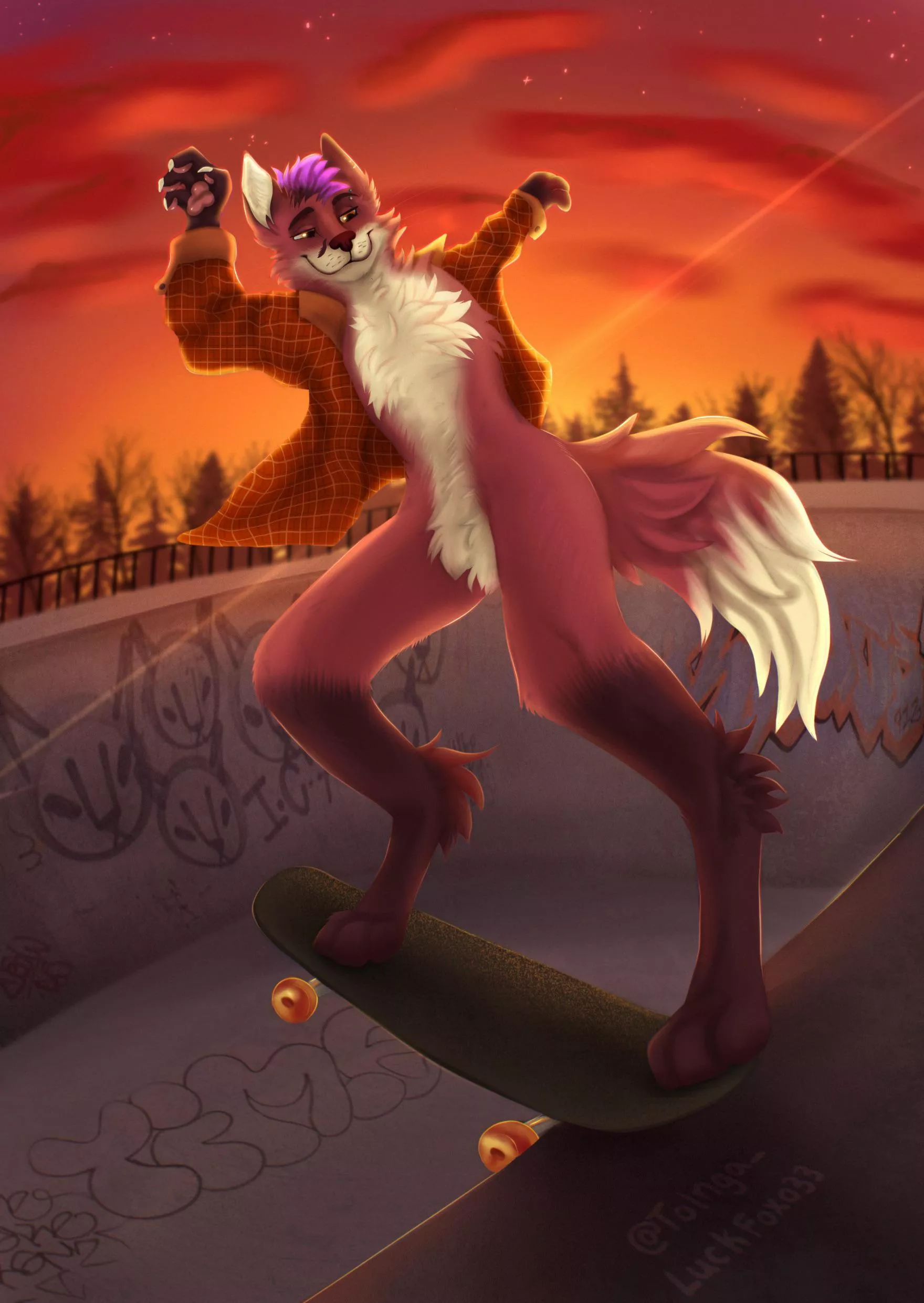 90's skater vibes 🦊🛹 inktober day 18- 