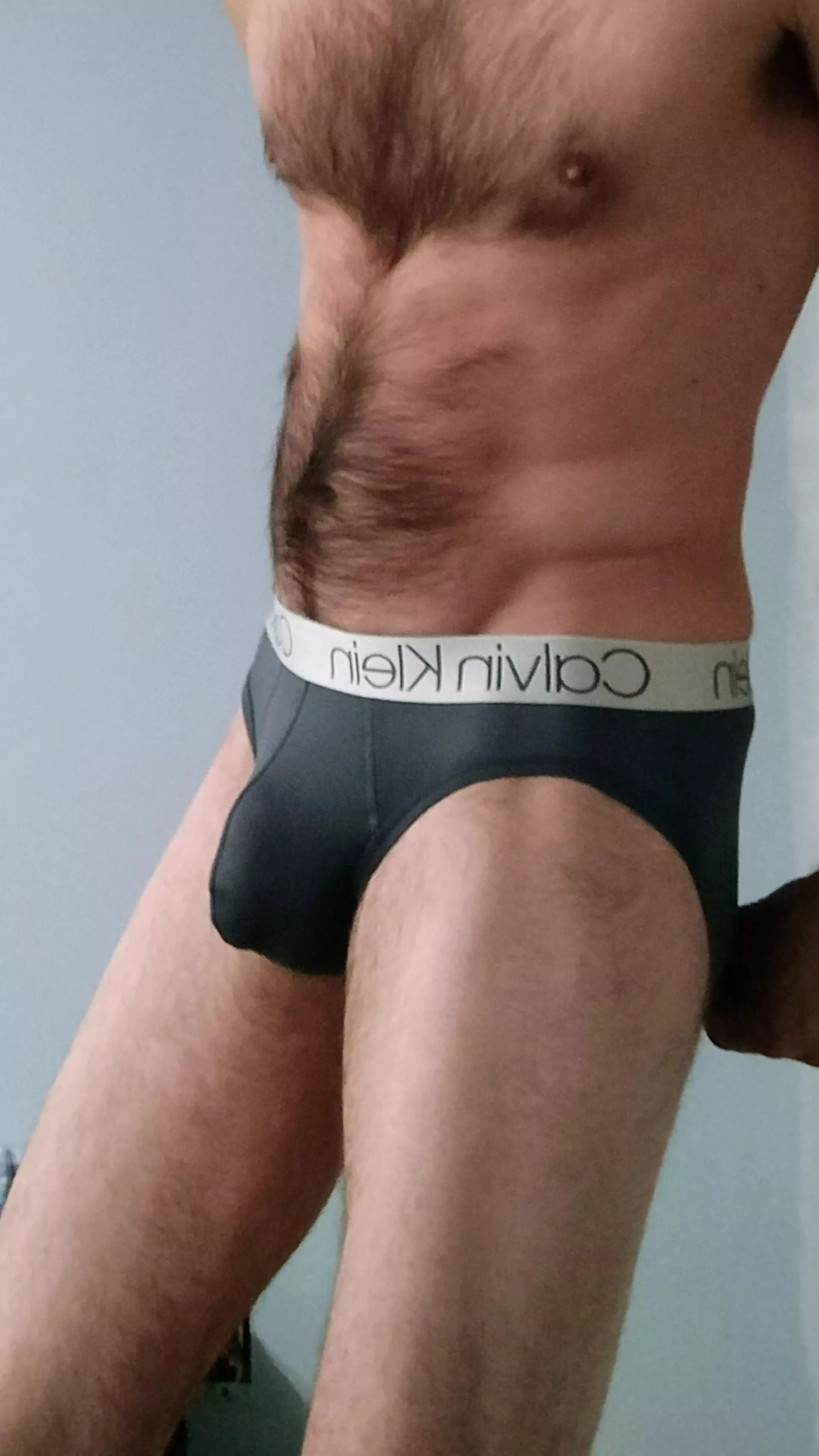 I'll wear these Calvin's to work today, I wonder if anyone else on the job site wears briefs.