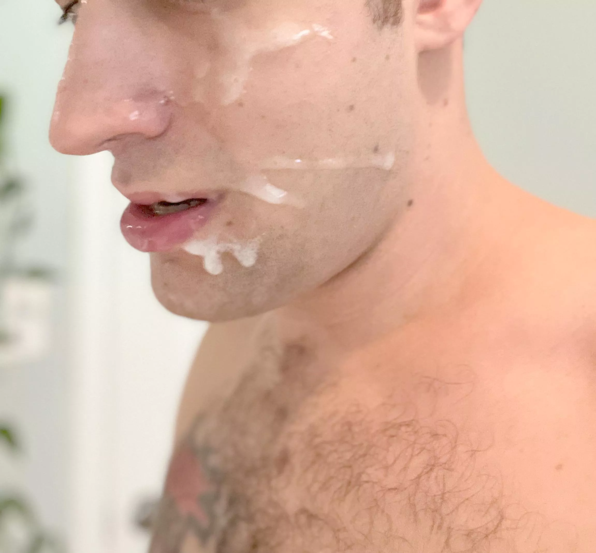 Learning the hard way not to cum in your own eyes. Feel the burn 🔥