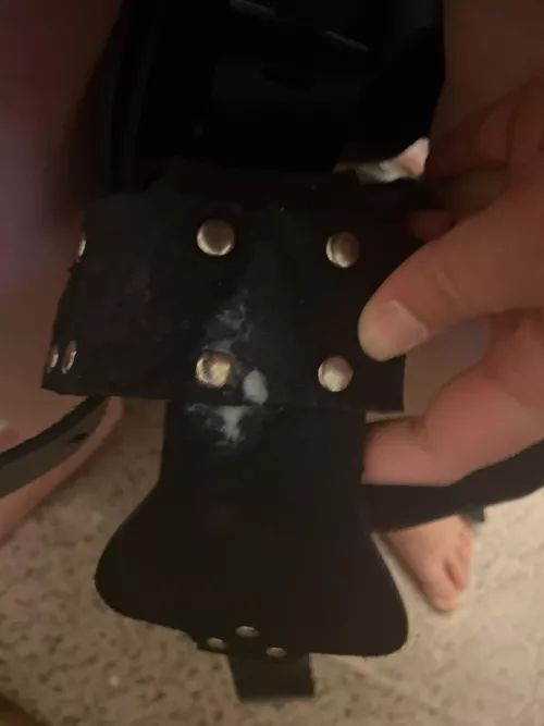 Left a wetspot in my leather chastity belt.