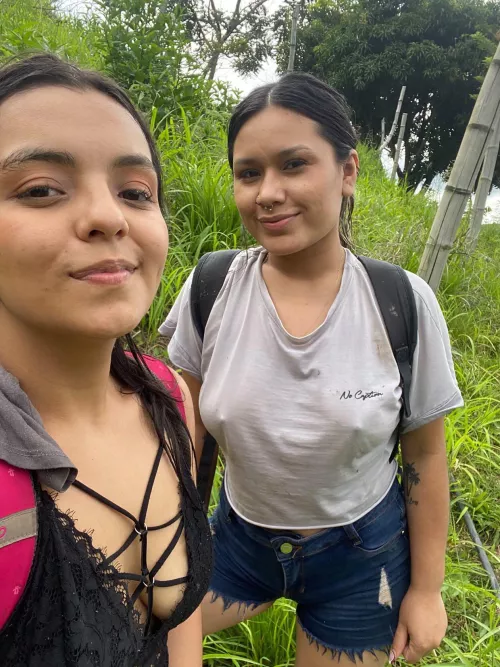 Went on a hike like this feeling so free never wearing a bra