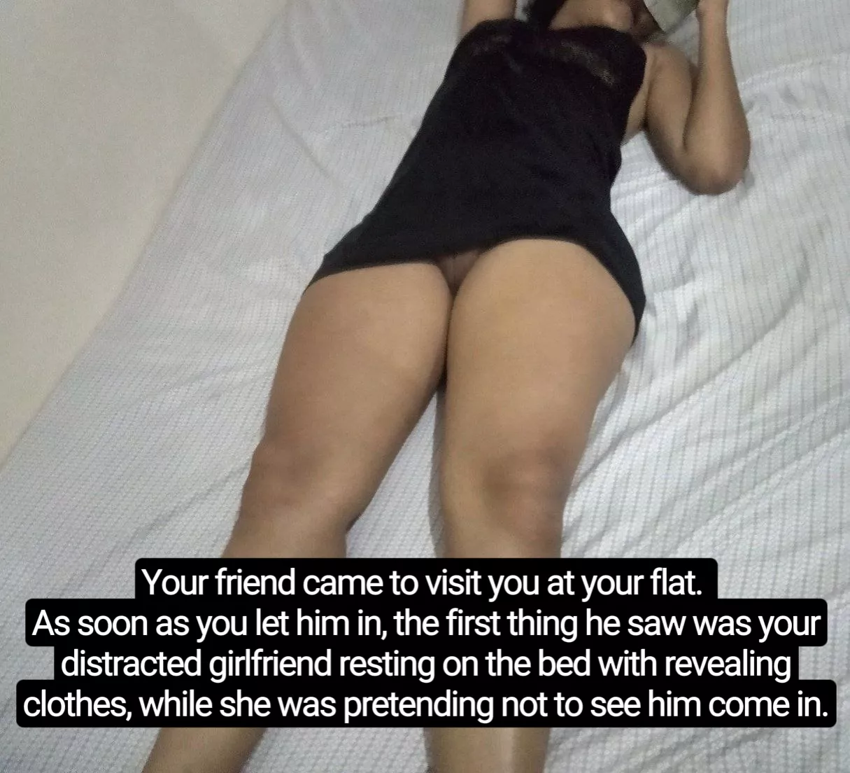 You acted like nothing happened, and she still didn't covered her pussy.