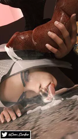 Cleaning up after a long day of taking care of her neighbor’s dog… (Coom Cumber)