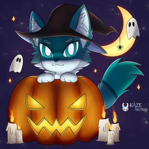 Halloween Time! 🎃 (example with mi oc for a ych I'm doing on my twitter @kazearchon)