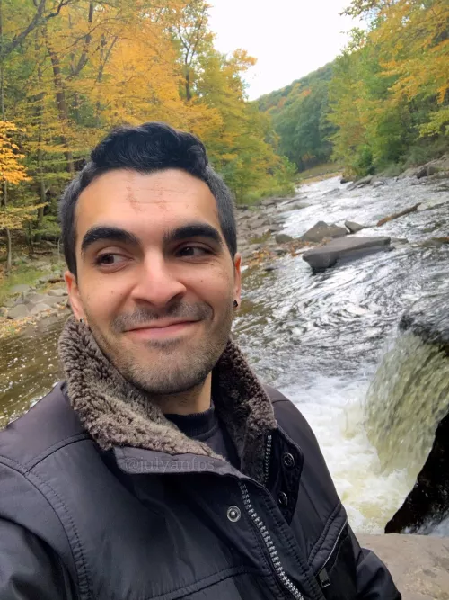 Awkward smile realizing the cute guy is watching me take a selfie 😅