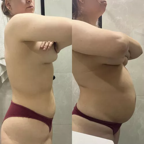 Before and after another 3L of sparkling water 🤰💦
