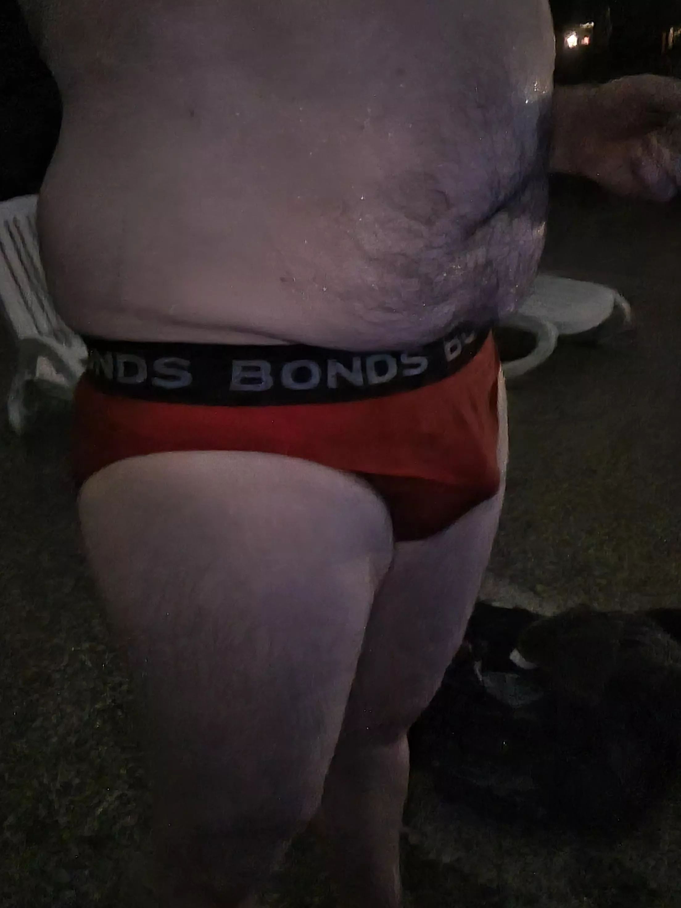 He made me strip to my Bonds briefs and get in the pool