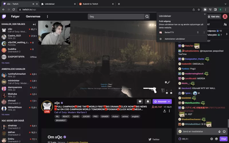 How do i get to see all emotes? I have BetterTTV enabled. On macbook