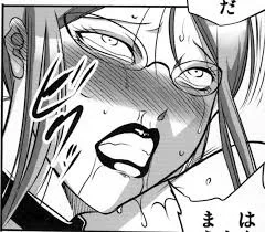LF Mono Source: 1girl, close-up, speech bubbles, foreign text, foreign sfx, glasses, rolling eyes, lipstick, saliva trail, runny nose, snot, sweat, blush, tears, gritting teeth, light hair, long hair, hair bun(?), choker(?), motion lines