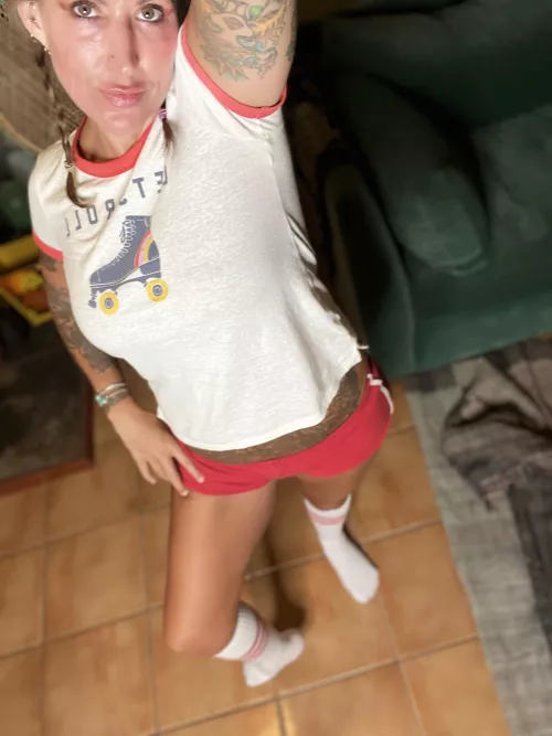 Like my knee high striped roller skate socks?