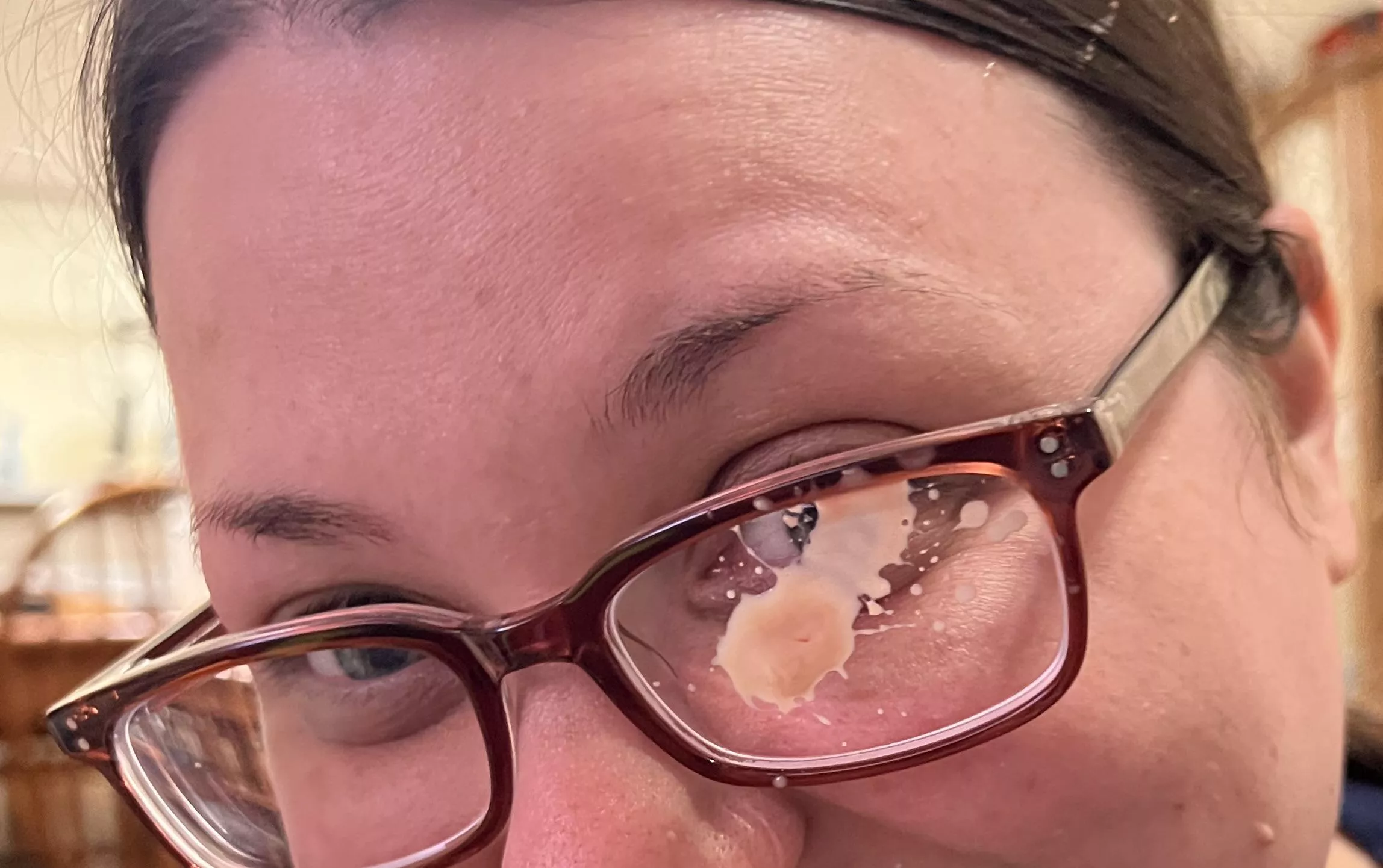 My husband needed help with a pop. Thank god I was wearing glasses!