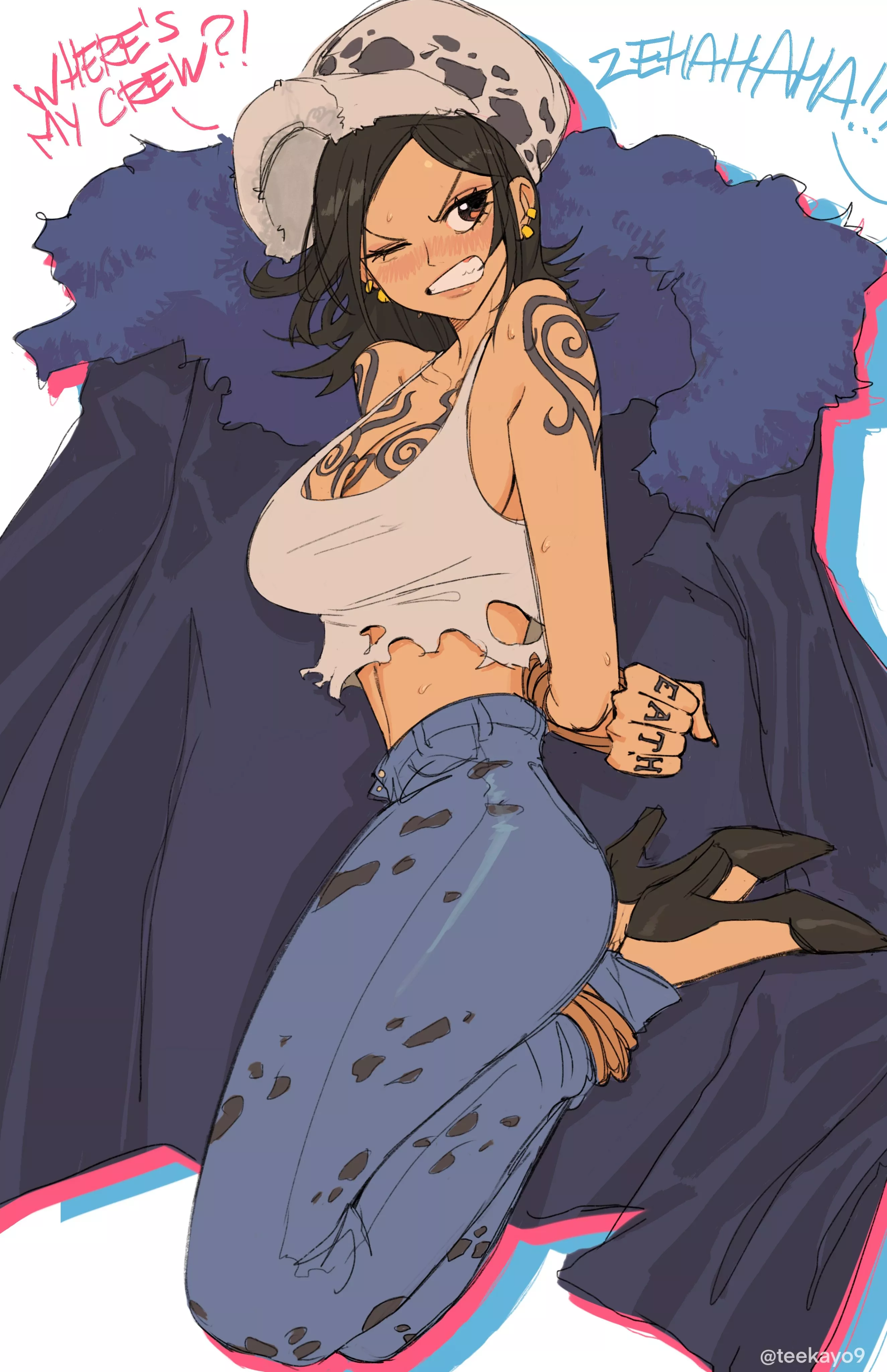 Fem Law all tied up (beautiful art by @teekayo9)