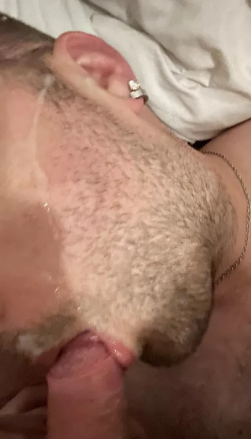 My good boy cleaning up after sucking my cock! 😈😈😈😈