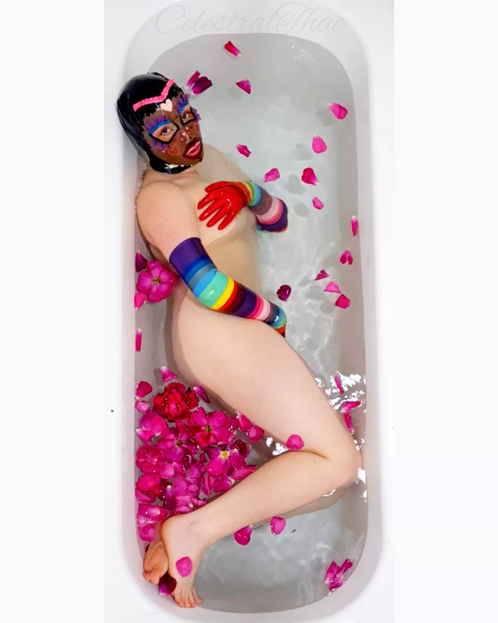 Self shot in my self made latex gloves and hood, really proud and feel so sexy