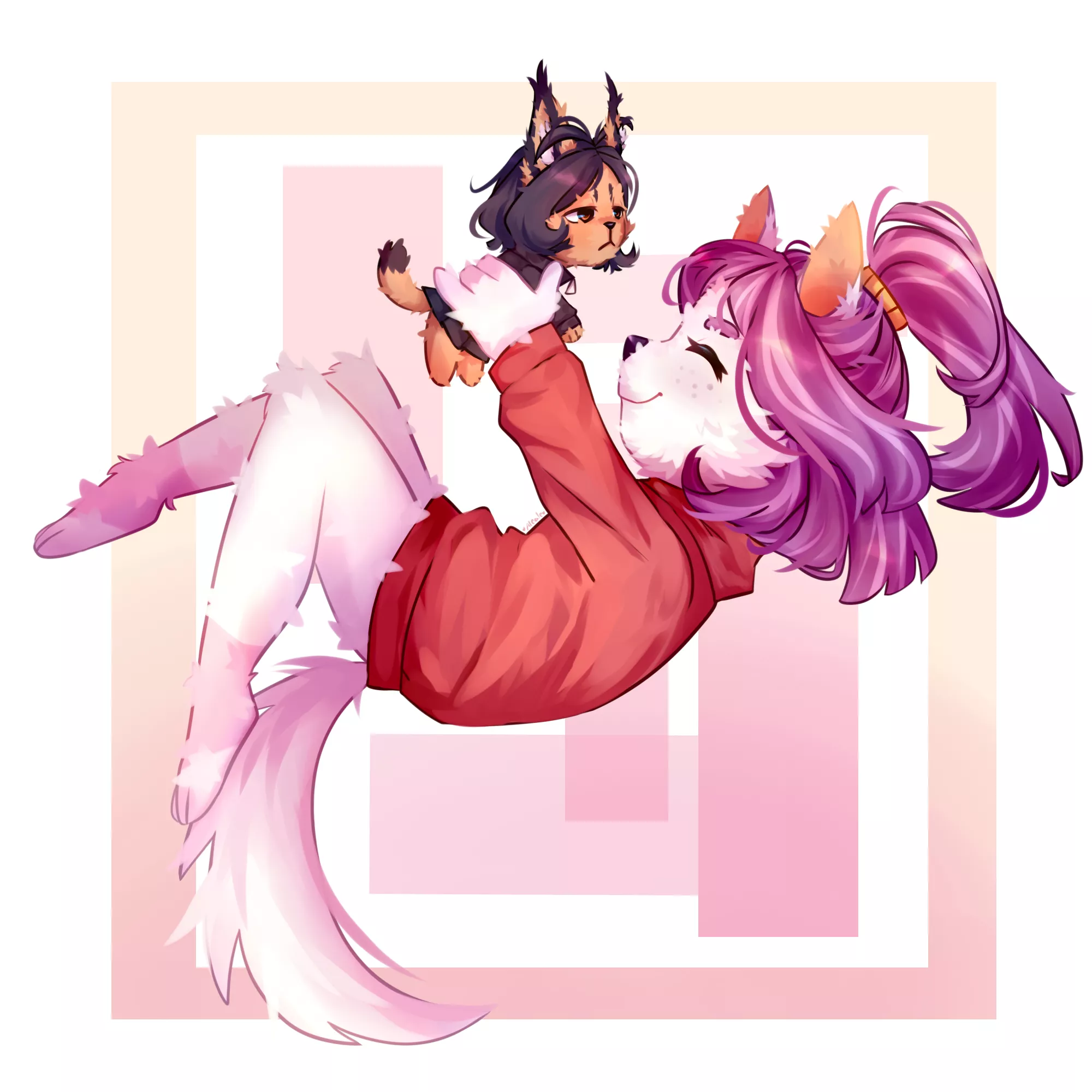 One Tami and a mini Ale floppa (Art by me) twitter: @leshuga_fntasma