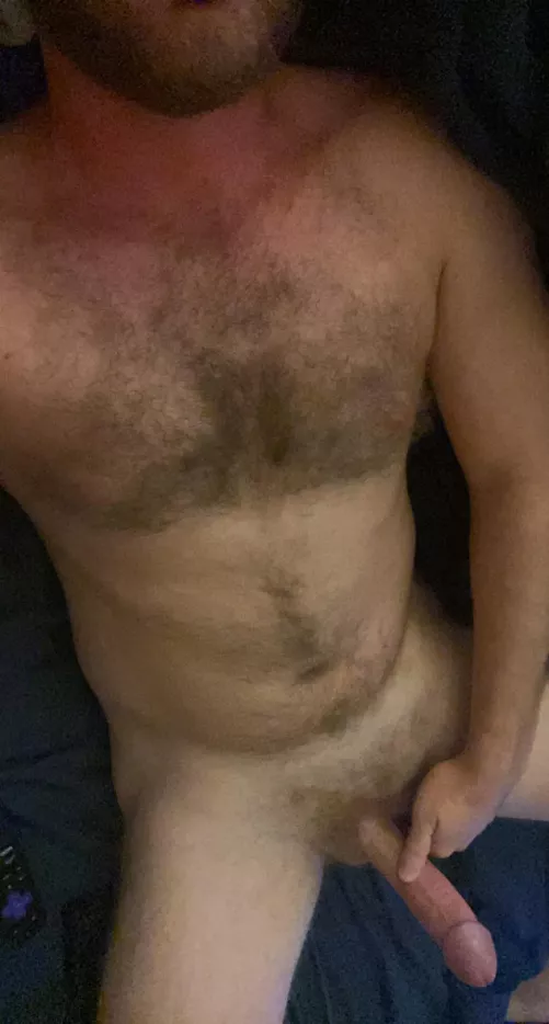 Woke up throbbing. Come over and play with my fat cock bro (31)