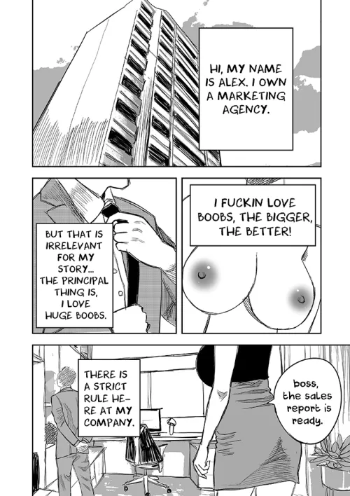 Here it is the first page oh the comic -Strict Rule-