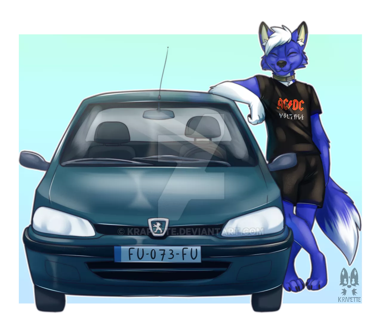 Mickael and his Peugeot [COMMISSION] (by Krapette)