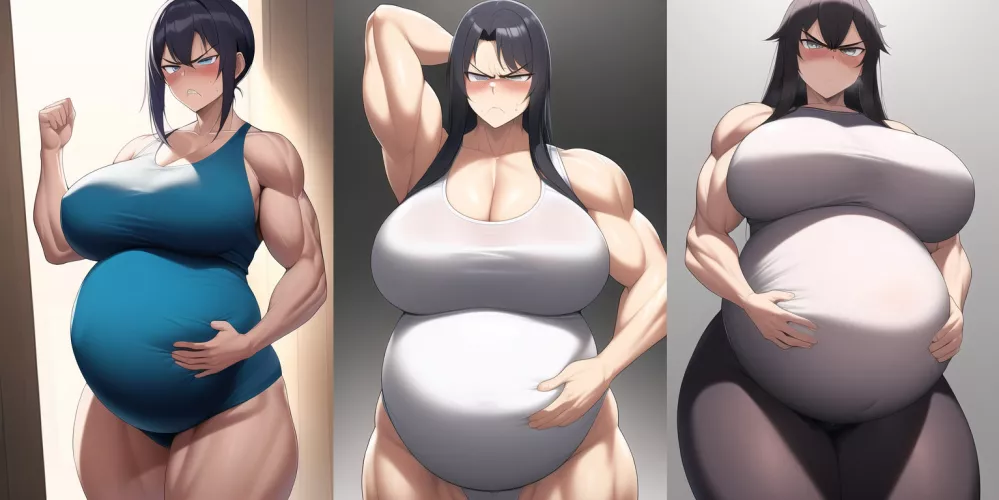 Muscular, angry, pregnant women (made by NovelAI)