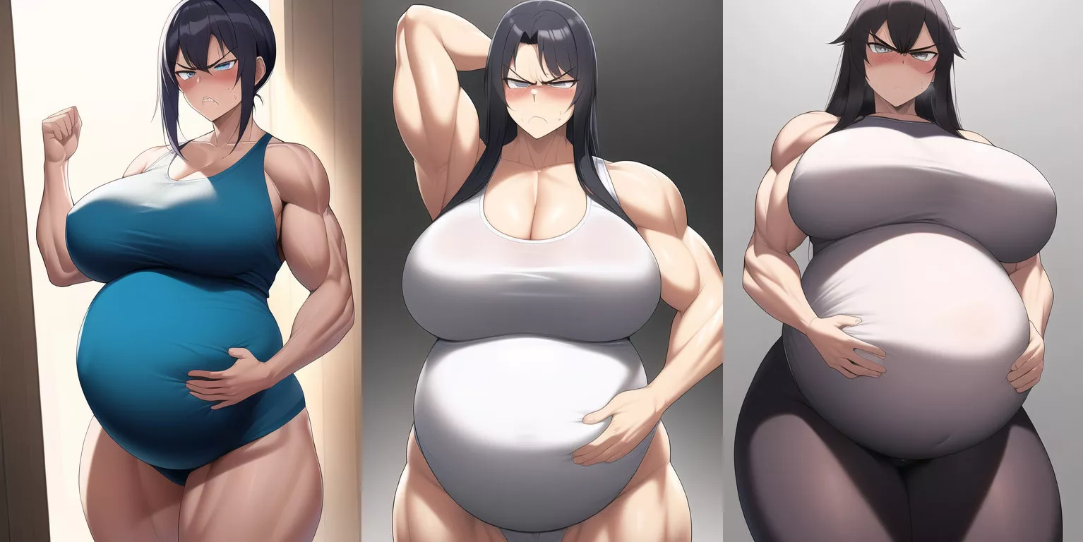 Muscular, angry, pregnant women (made by NovelAI)