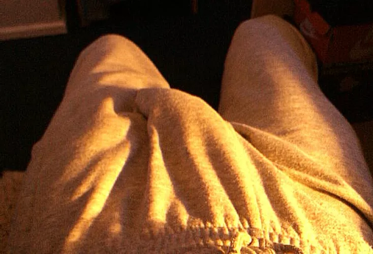 Not easy to hide in grey sweats when it's awake