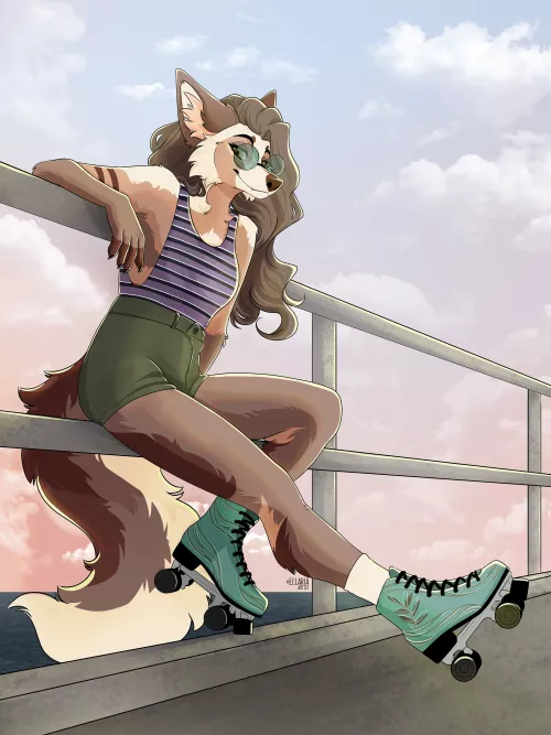 Does your fursona also have any skills that you would like to have? Mine is rollerblading! | Art by me | COMM OPEN!