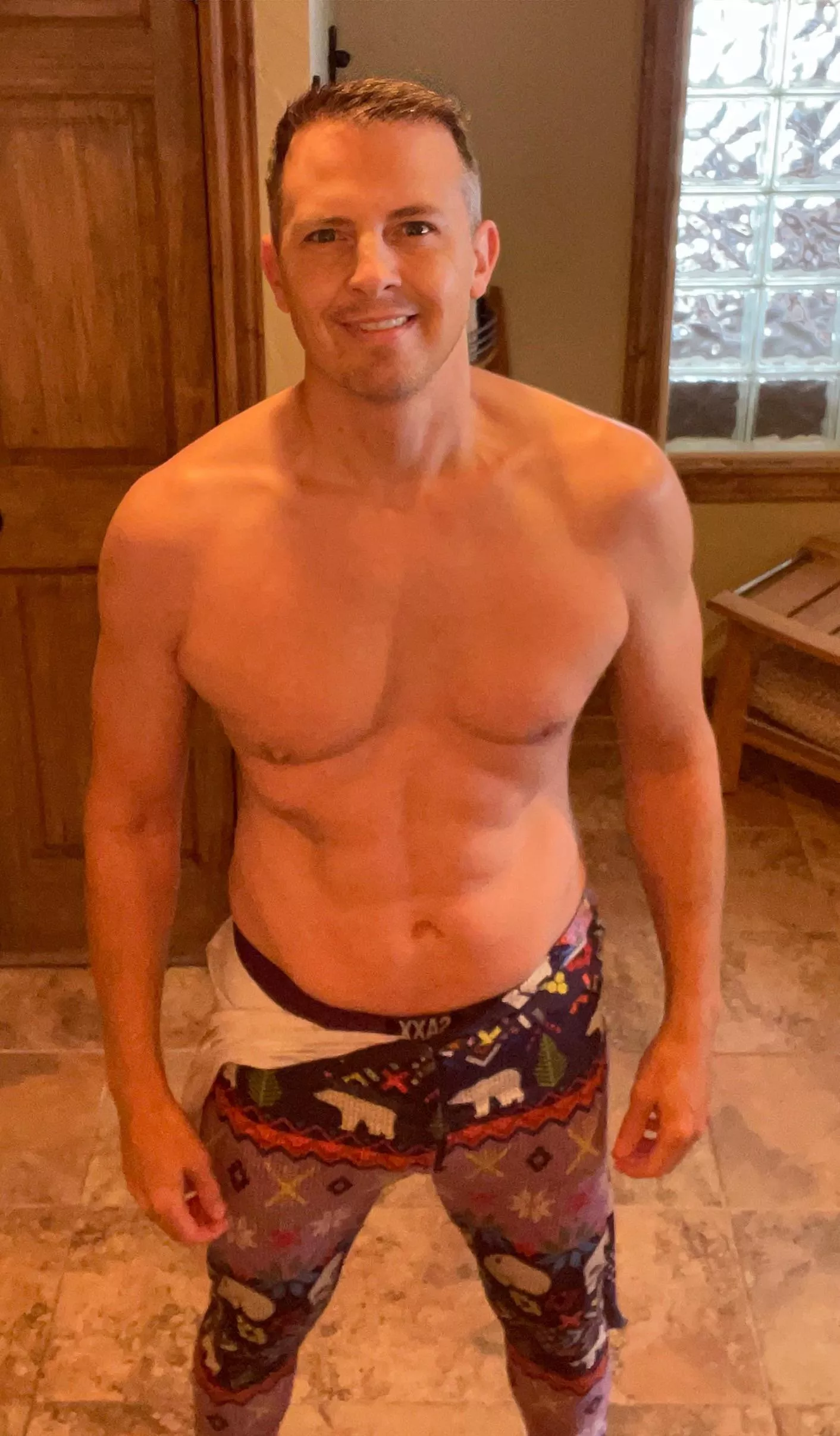 First snow of the season. Onesie and fire are in order.