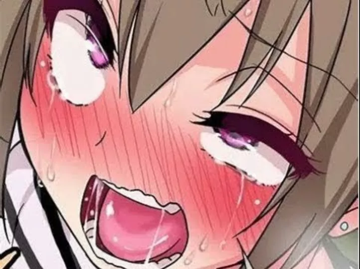 LF Color Source: Ahegao, Blush, Light Brown Hair, Earrings, Purple Eyes, Crying, Tongue, Open Mouth, Salivation
