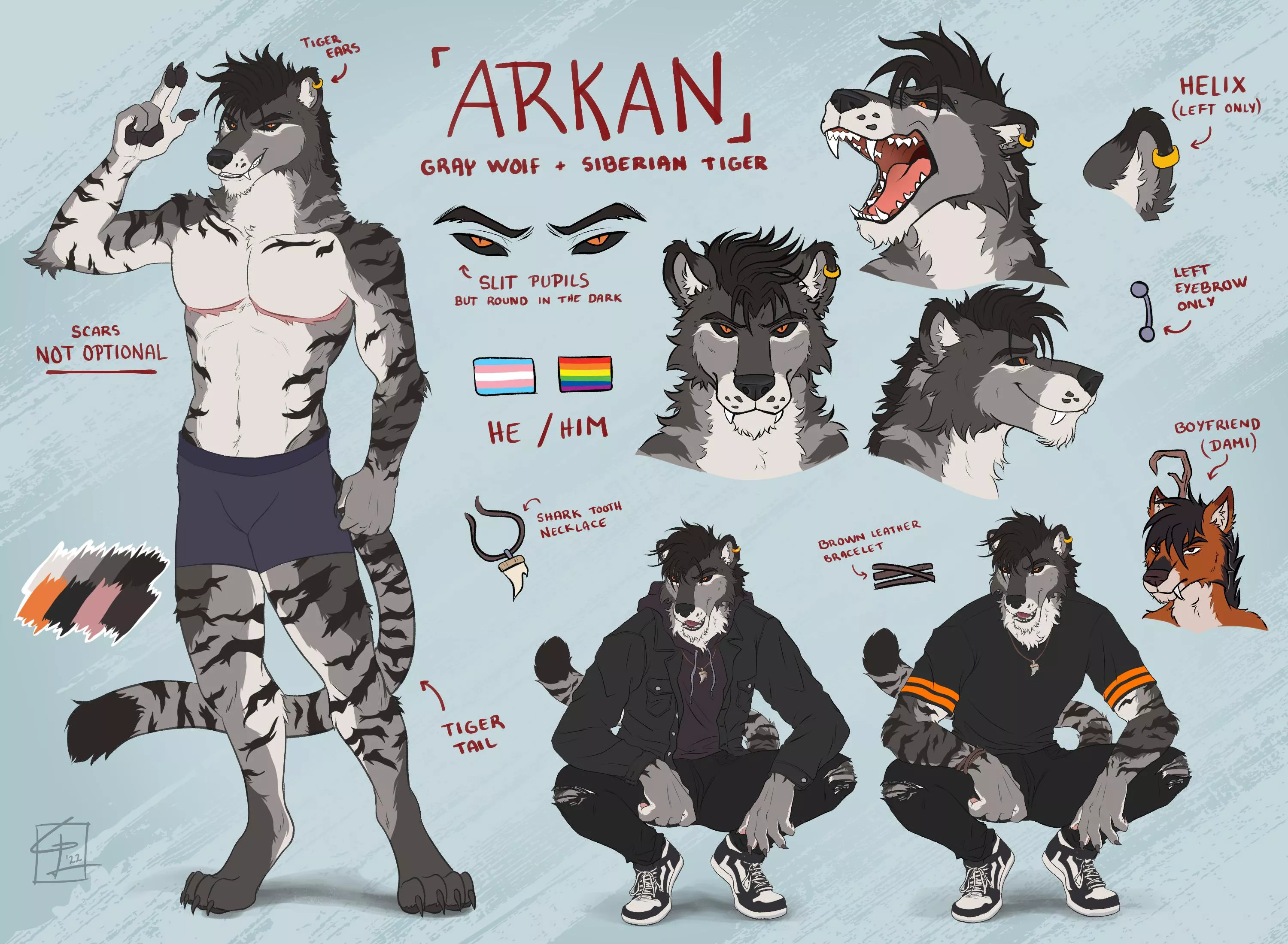 Made a new ref sheet of my fursona! (Art by me)