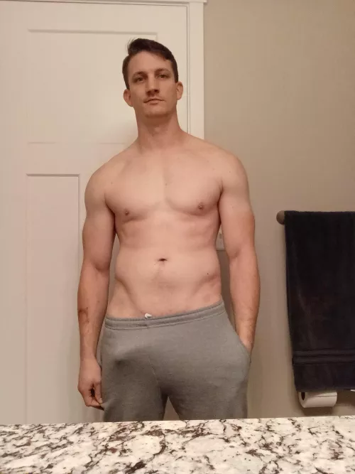 After I get back home from the gym 😉 (M)