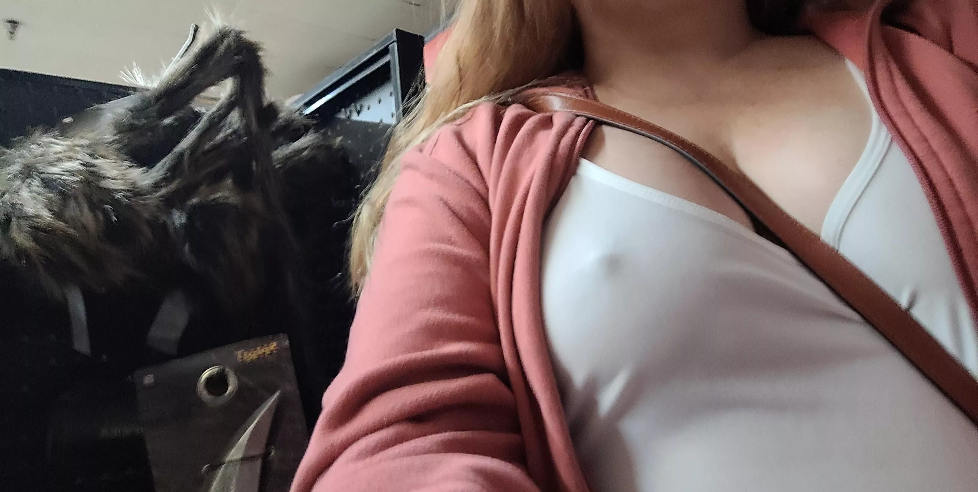 Braless at the halloween store 🎃🎃