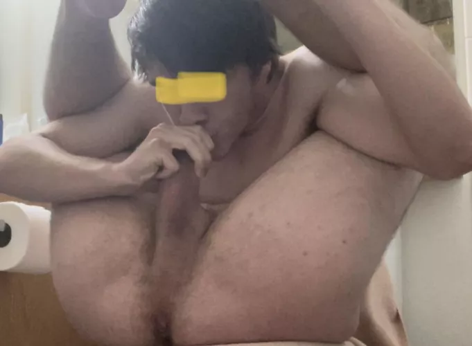 Here is a screenshot of the exact moment I pumped my own nut down my throat for the first time in 8 years 🥵 [OC] (ofc I swallowed 😉)