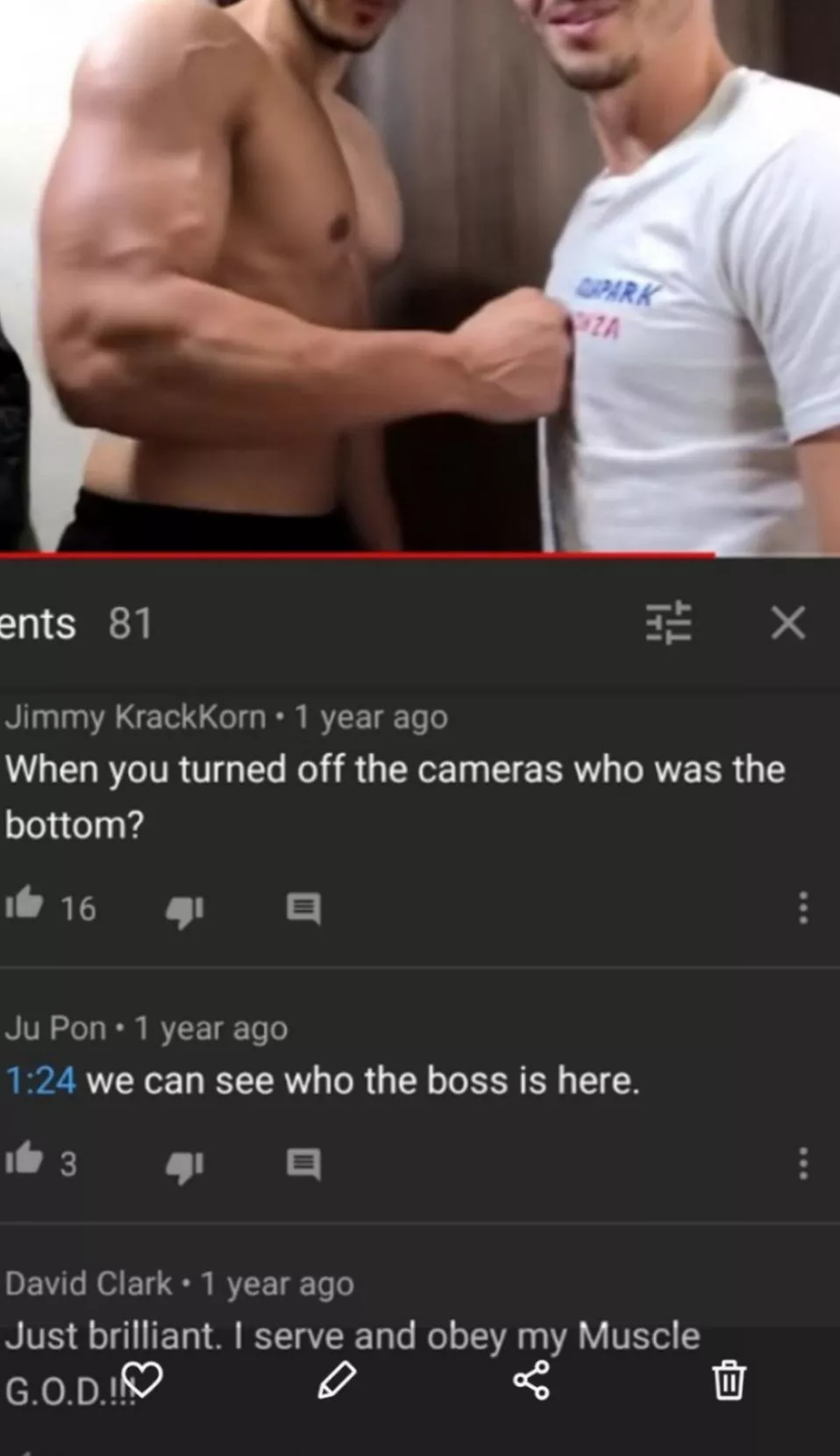 I am desperately trying to find this muscle worship video.. All i have is this pic from it please heelp😭😭