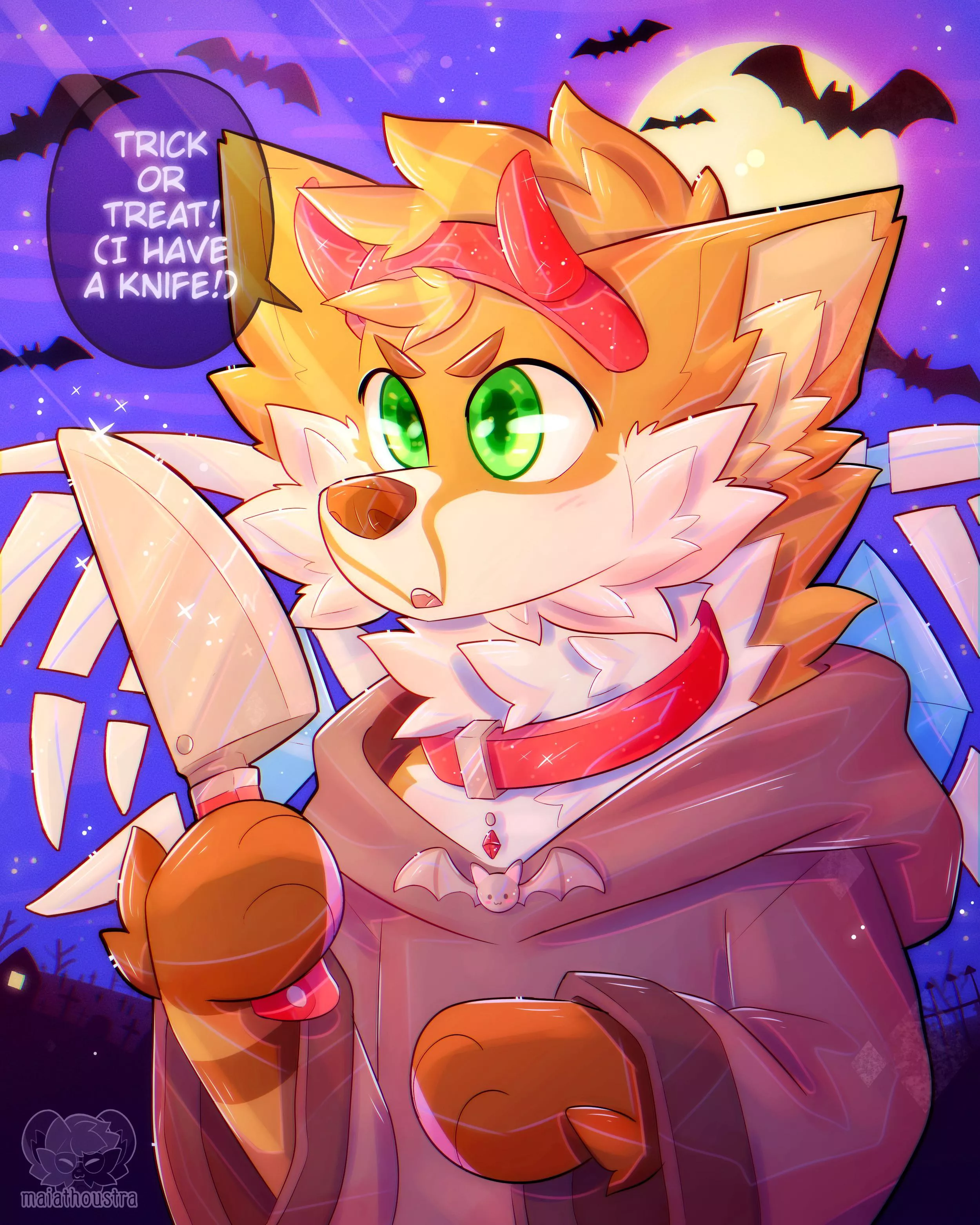 I have a knife! ~ Halloween YCH for Wolfryte, art by me @maiathoustra