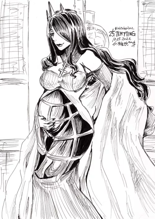 inktober2022 25 TEMPTING Pregnant Queen Nancy (nouskjp My Works) [Skullgirls]