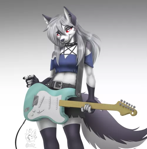 Loona with the guitar 🖤 | art by me (@nliiz_ on twitter)