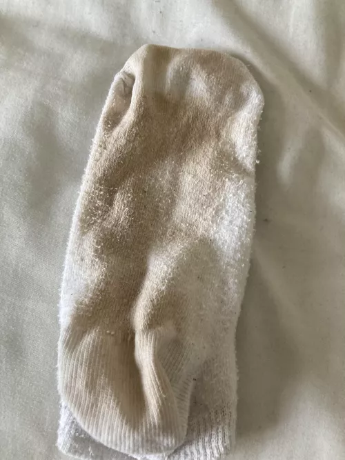 Stile this small stained ankle sock from my friends young sister dm to help me fill it with cum