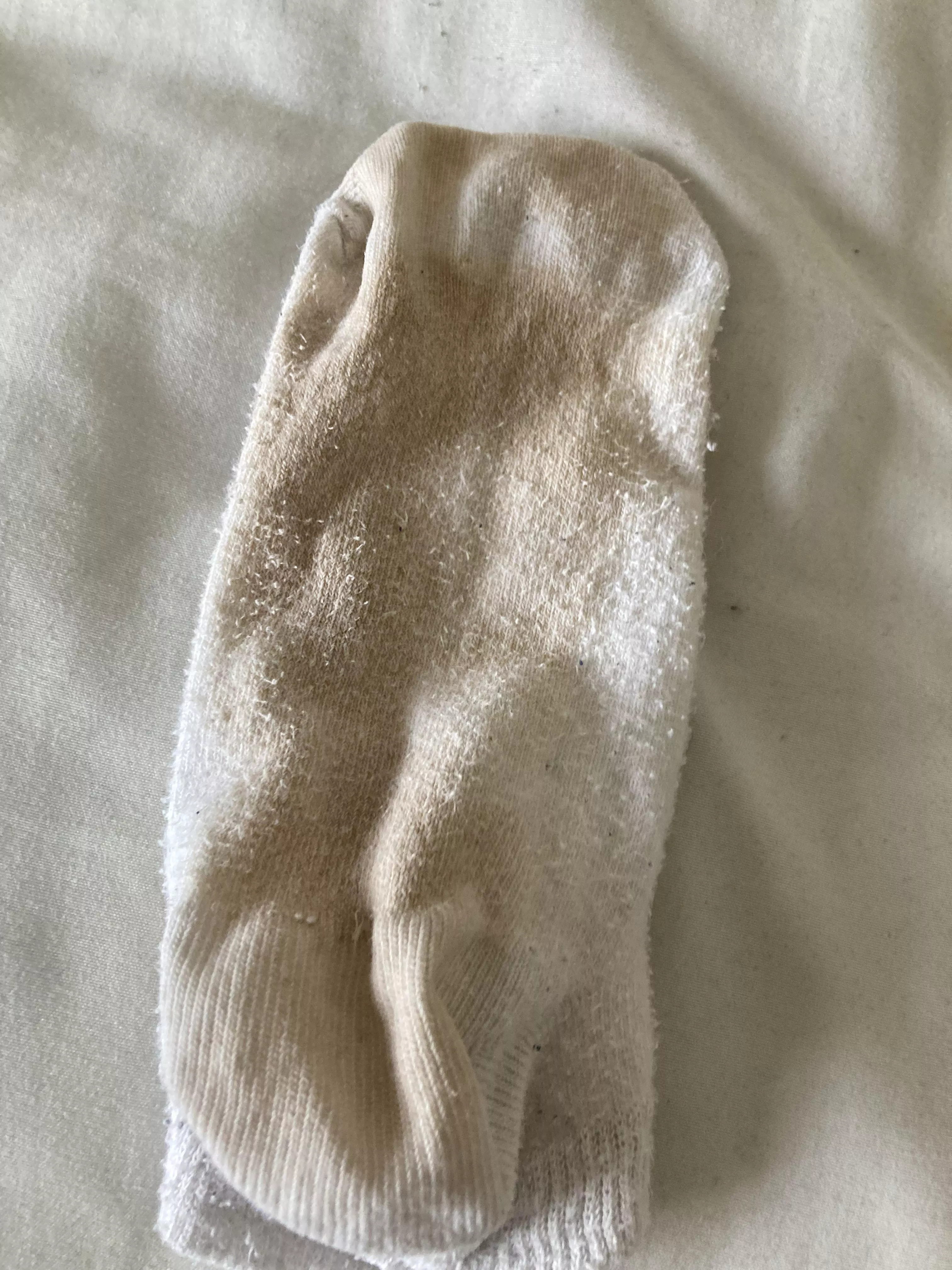 Stile this small stained ankle sock from my friends young sister dm to help me fill it with cum