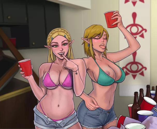 Zelda and Rule 63 Link on spring break (BlackedHyrule) [The Legend of Zelda]