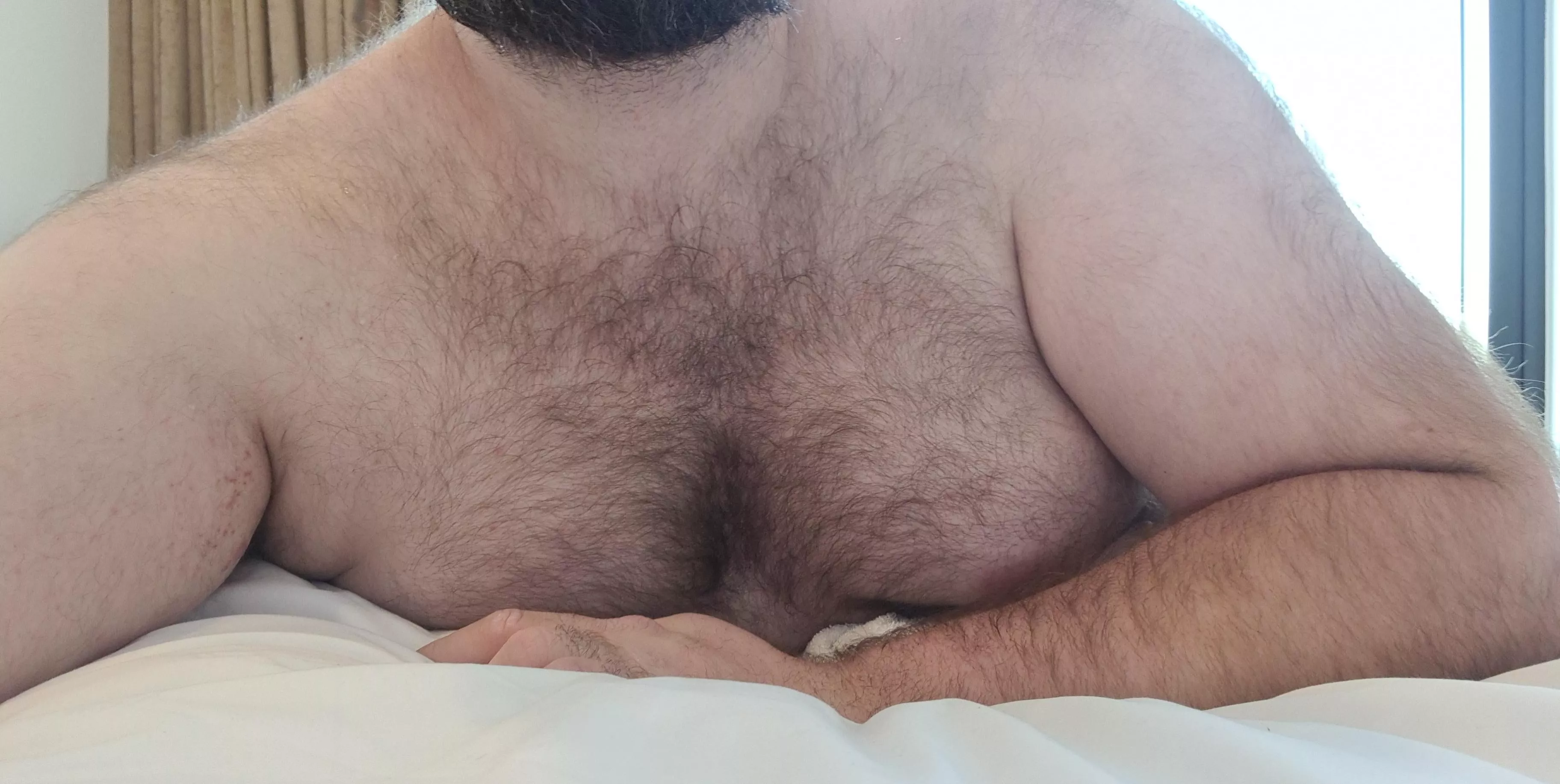 (31) who wants this view of my hairy chest while I'm giving you morning head??