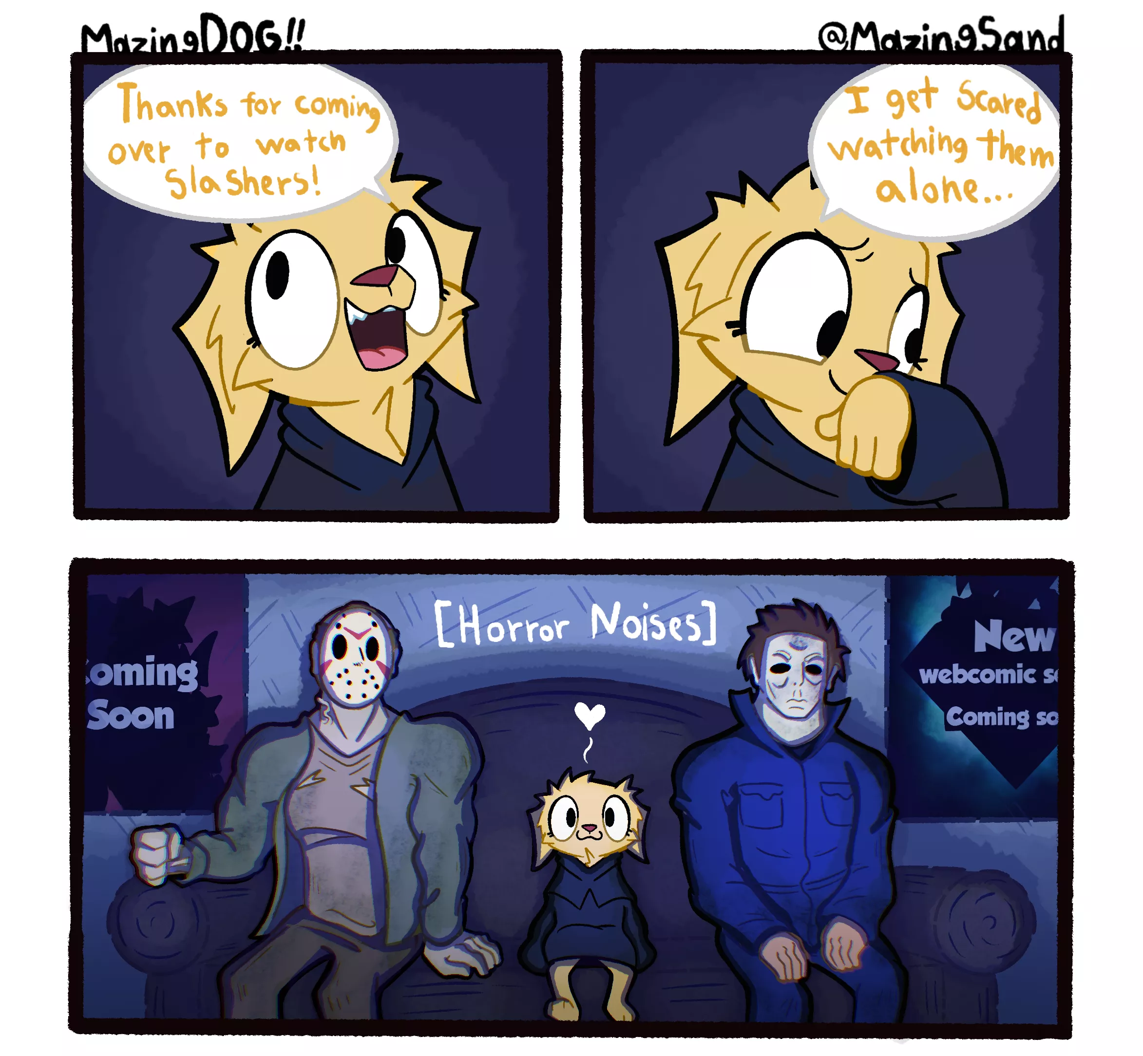 A MazingDOG COMIC!!!!!! “Watching Slasher movies!!” (Art by ME)