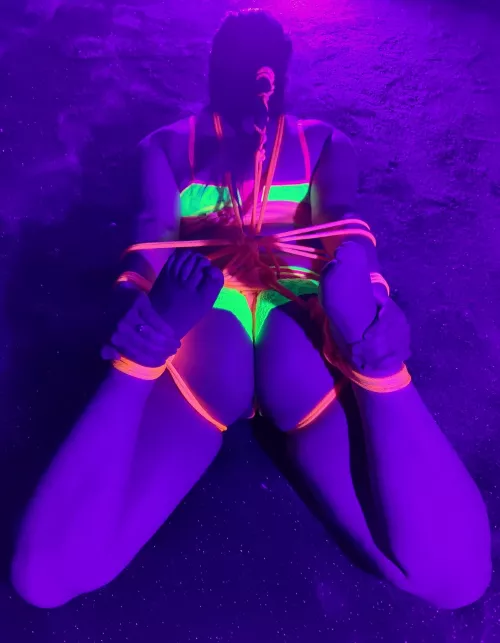 All tied up in UV-reactive rope! I have never been so happy with a photo of my ass.